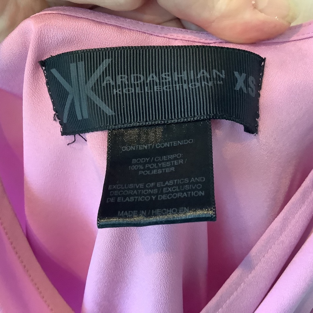 Kardashian Kollection KK Women’s Pink Slip Dress High Low Hem V Neck XS - Picture 7 of 7